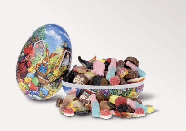 PÅSKEEGG 18 CM SMÅGODT OG SJOKOLADE